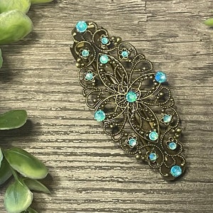 Aqua Crystal haarspeldje in antieke stijl ongeveer 3,5&quot; lang Handgemaakt haaraccessoire bruidsbruiloft