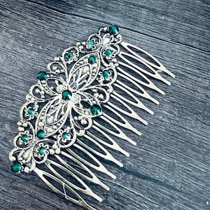 Emerald Crystal Side Comb: Vintage Style Bridal Hair Accessory
