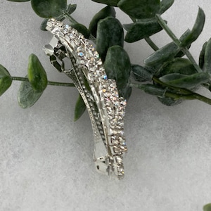 Crystal Rhinestone Hair Barrette: Silver Tone Bridal Accessory