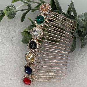 Rainbow crystal Rhinestone Hair 3.5”Comb Rose Gold wedding hair accessory bride princess shower engagement formal accessory