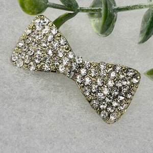 Crystal Rhinestone Bow Hair Barrette: Gold Tone Wedding Accessory