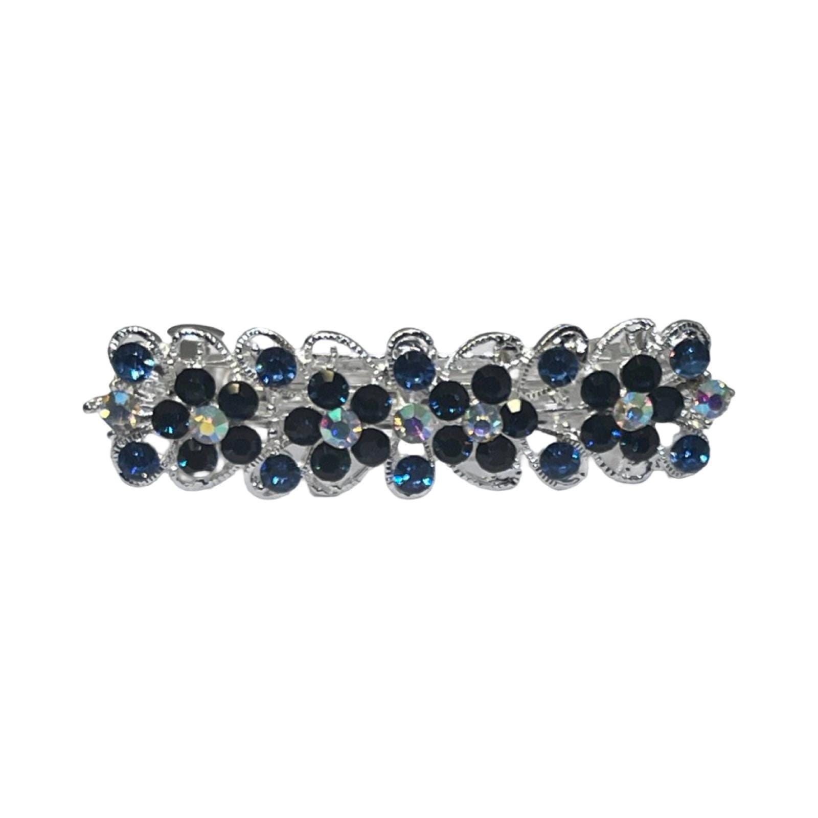 Anthropologie Navy and Silver Crystal Floral Hair Barrette 112690395407504.jpg main image 3