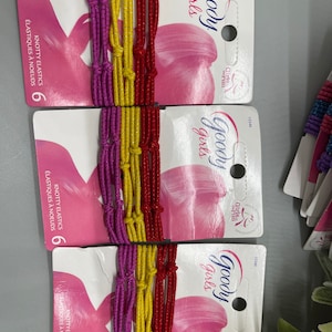 Goody girls 6 pc ponytailer hair Accessories set multi color yellow red purple lot of 3 packs