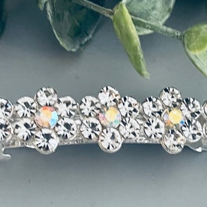 Crystal Rhinestone Flower Barrette: Vintage Style Hair Clip (2.5&quot;)