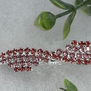 Pink Crystal rhinestone barrette approximately 3.0”silver tone  formal hair accessories gift wedding bridesmaid princess accessories