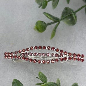 Pink Crystal rhinestone barrette approximately 3.0”silver tone  formal hair accessories gift wedding bridesmaid princess accessories