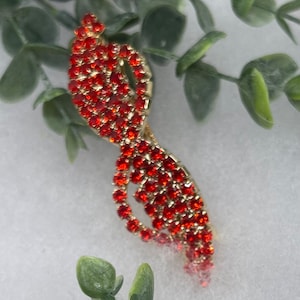 Red barrette crystal Rhinestone  approximately 3.0”gold tone  formal hair accessories gift wedding bridesmaid princess accessory