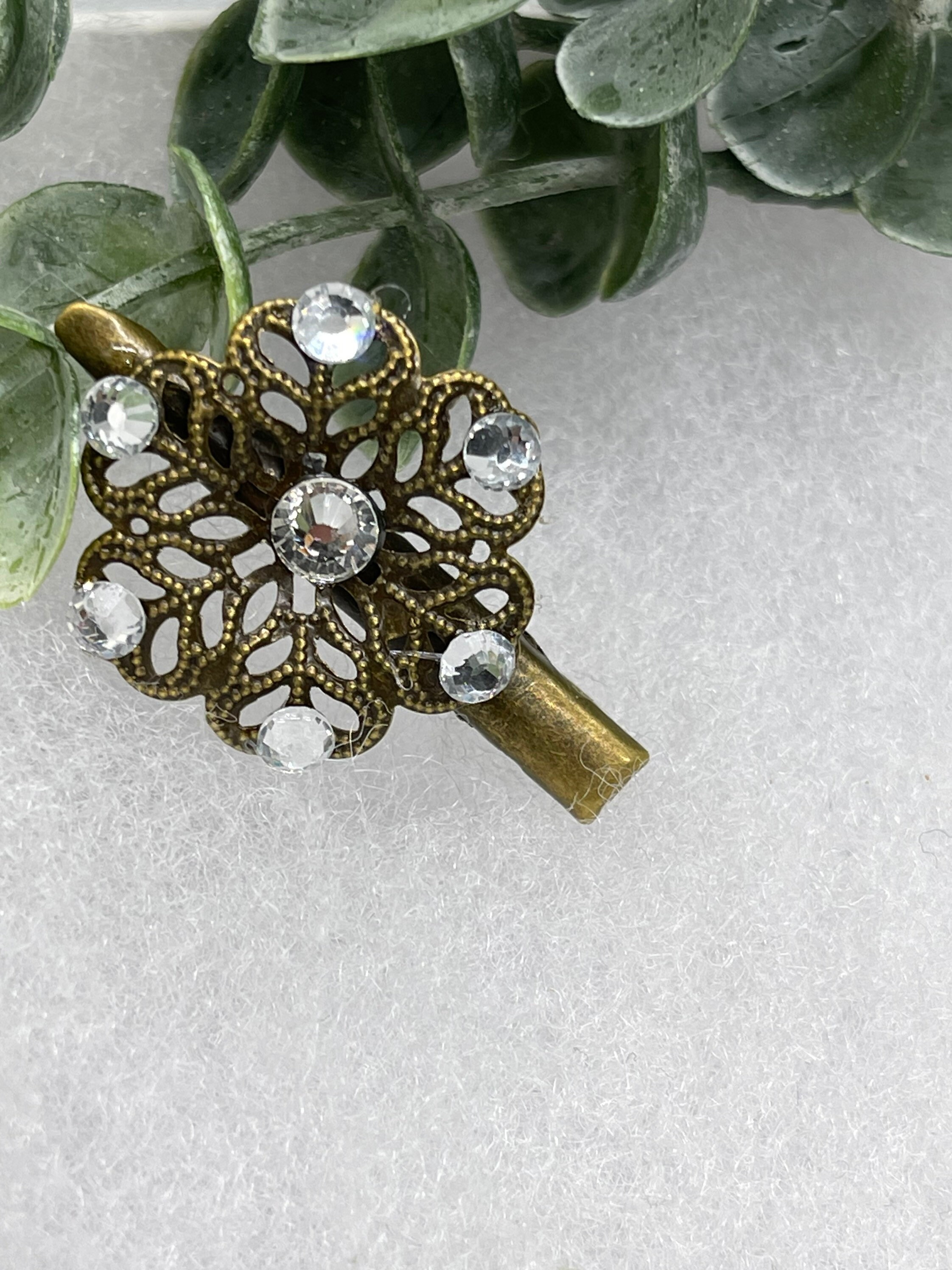 Vintage rhinestone hair clip retro Victorian style flower hair accessory Vintage Hair Claw Metal Alloy Rhinestone Fancy Hair Claw  main image 4