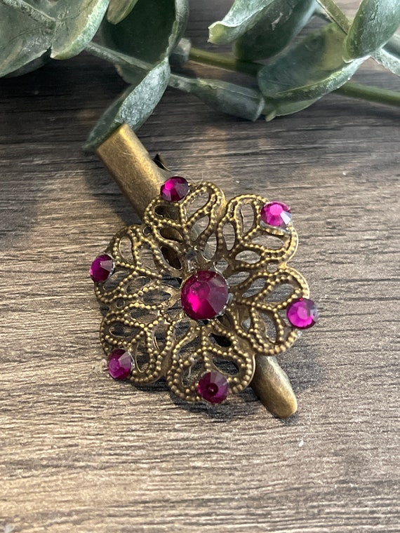 Glitzer-Haarspangen Mit Strass & Blume – Elegante Französische Haarnadeln In Lila, Für Hochzeit, Abschlussball & Mehr