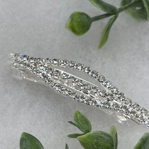 Clear Crystal rhinestone barrette approximately 3.0”silver tone  formal hair accessories gift wedding bridesmaid princess accessories