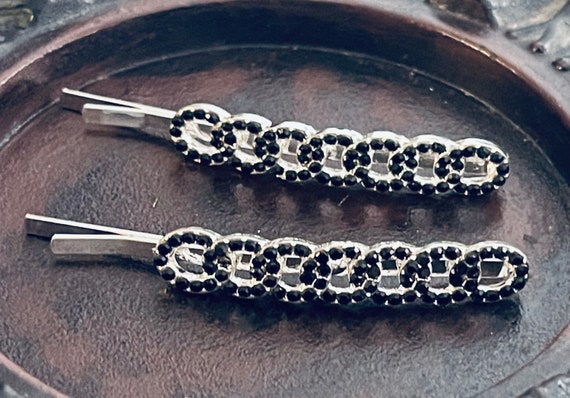 Elegant Black and Silver Hair Pins with Rhinestone Accents Amazon.com : Janinka Rhinestone Hair Accessories for Wedding  main image 4