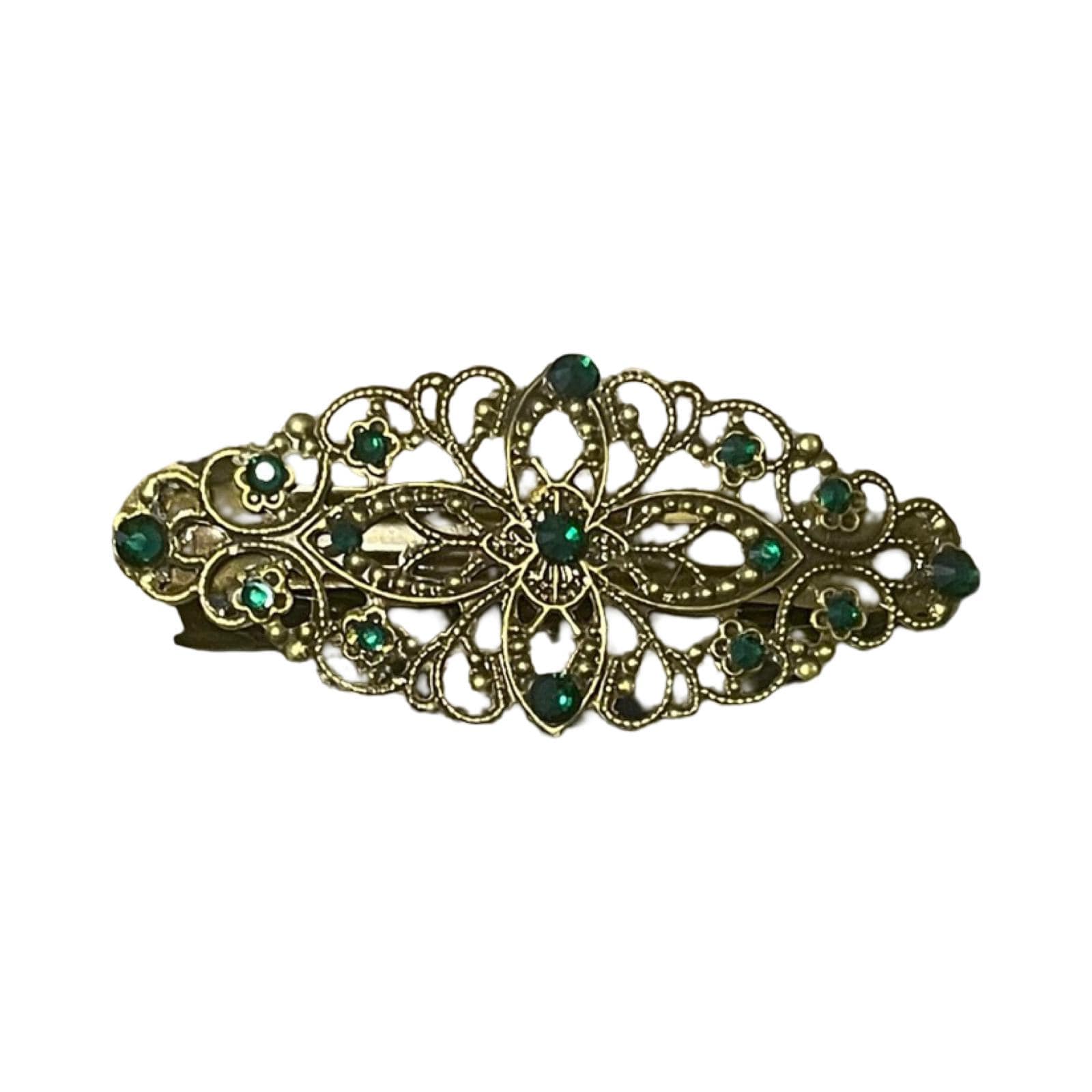 Emerald Green Crystal Barrette: Antique Style Bridal Hair  display picture 3
