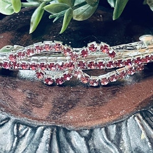 Pink Crystal rhinestone barrette approximately 3.0”silver tone  formal hair accessories gift wedding bridesmaid princess accessories