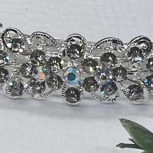 Crystal Rhinestone Silver Barrette: Vintage Victorian Style Hair Clip