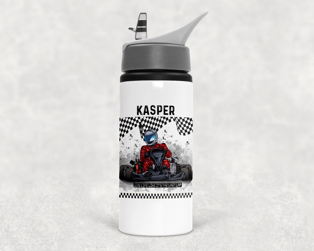 Karting Personalised Drinks Bottle Straw Handle Go Karts Etsy UK