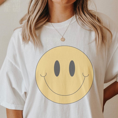 Smile Tee Comfort Colors Faded Smile Happy Face Oversized T - Etsy