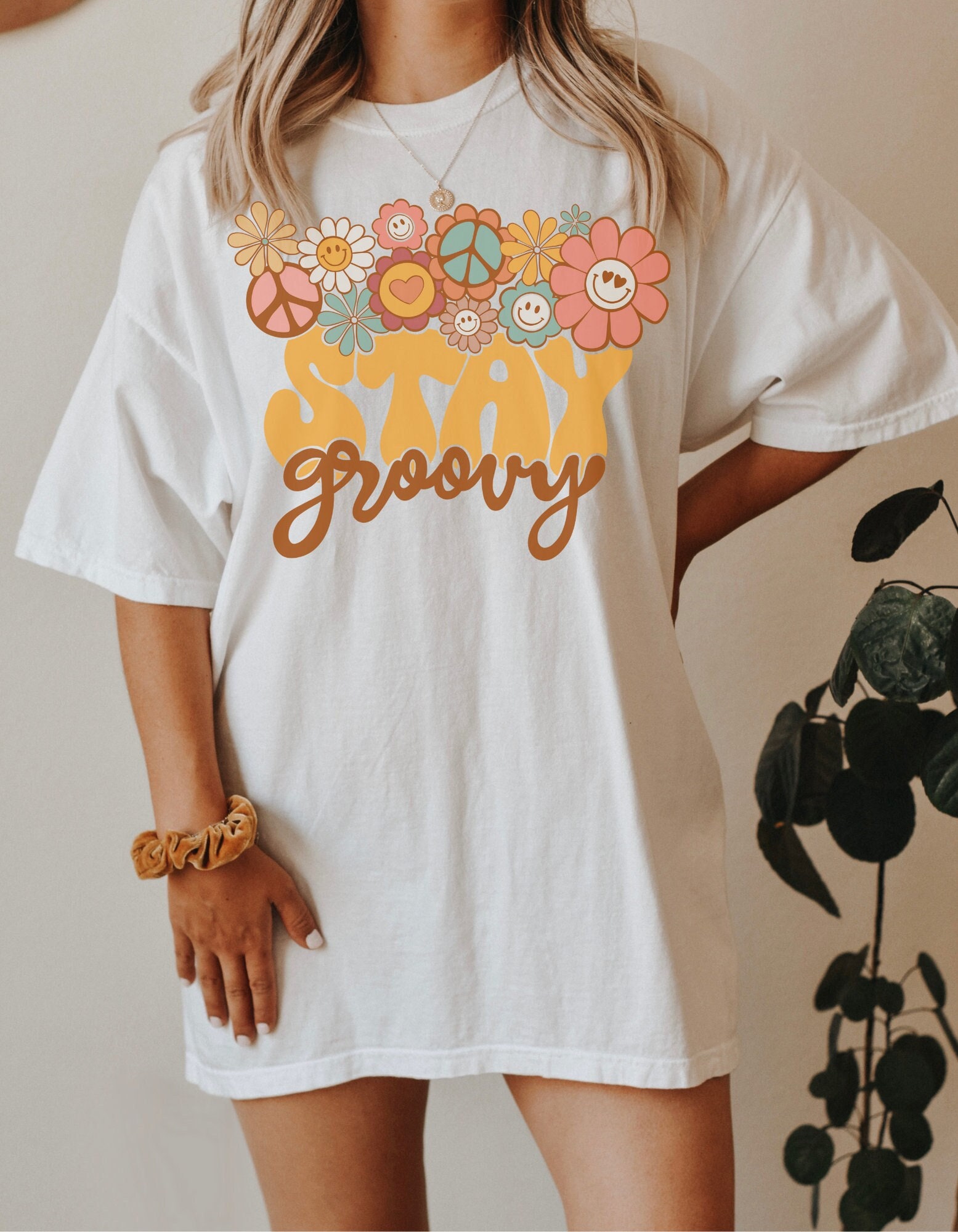 Stay Groovy Bo Ho Oversized Comfort Colors Tee Shirt Hippie T Shirt, 70 ...