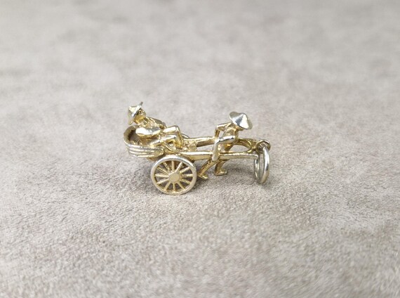 14K Gold Rickshaw With Passenger Vintage Charm Travel… - Gem