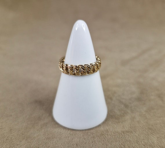 9k Braided Ring Yellow Gold Double Twist Knot Rop… - image 1