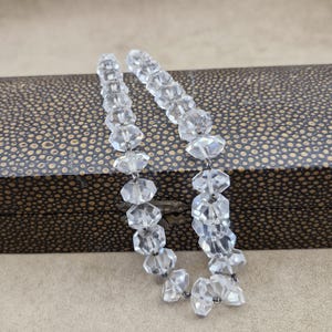 Rock Crystal Necklace Art Deco Vintage Carved Faceted Natural Gemstone Clear Quartz Silver Wire Wedding Bridal Sparkling 18&quot;/ 46cm