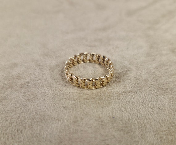 9k Braided Ring Yellow Gold Double Twist Knot Rop… - image 2