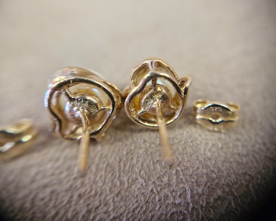 9k Pearl Diamond Stud Earrings 9ct 375 Yellow White Gold Cultured Pearl Diamond Chip Classic Pearl Studs Real Solid Gold Stamped