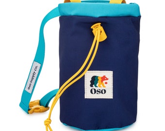 Classic Chalk Bag with Zipper Pocket | Powder Blue & Yellow