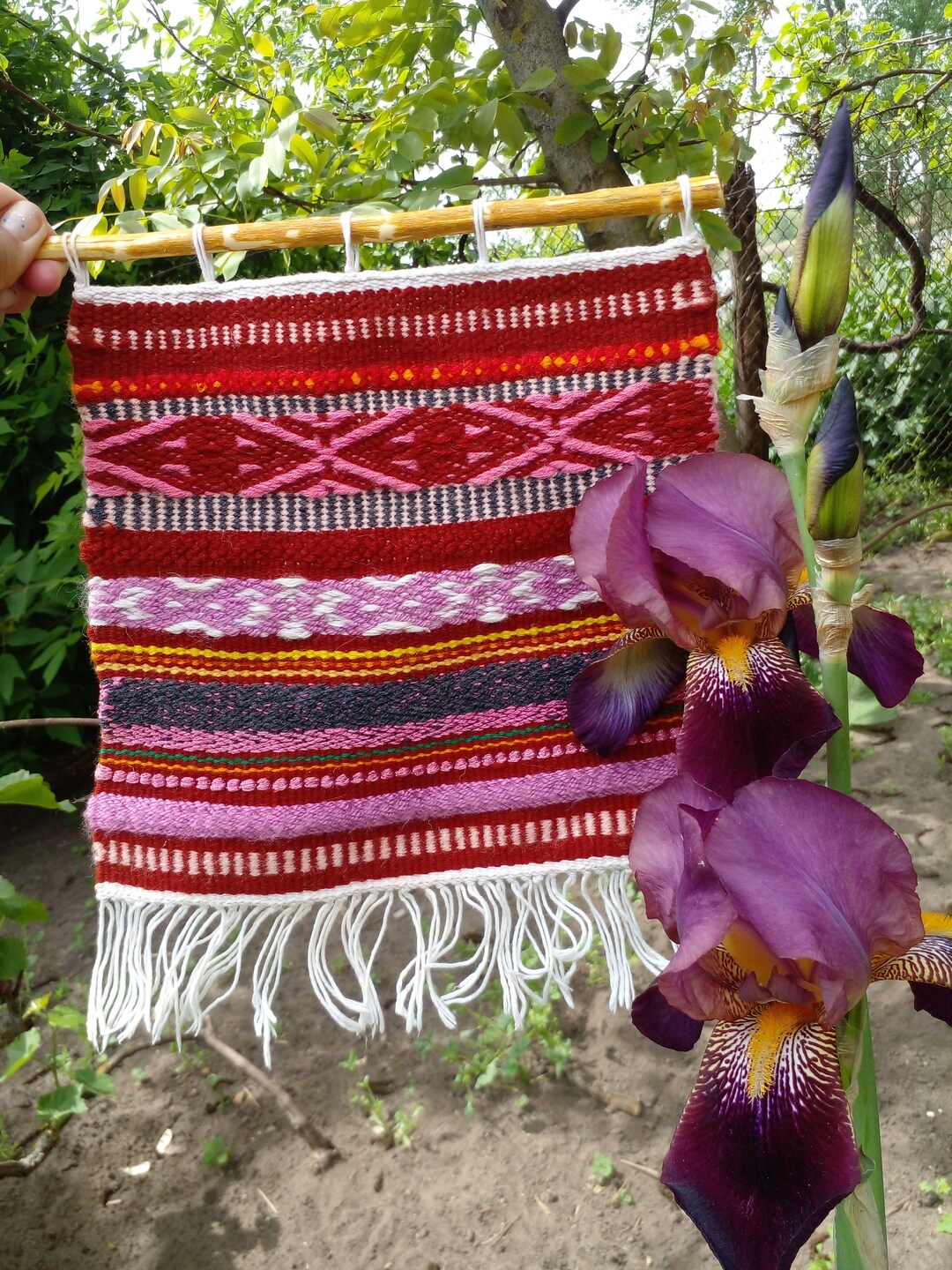 View of Mini Woven Wall Hanging-textured Woven Wall Hanging-handwoven Wall Art ...