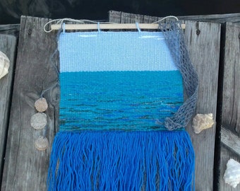 Woven wall hanging sea okean woven tapestry woven wall art housewarming gift above bed decor