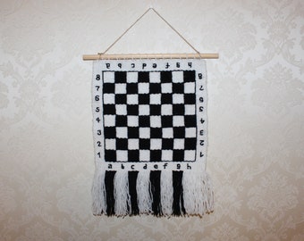 Gift for dad Fathers day gif Gift for chess players Playing chess Chess souvenirs Chess gift for a man weaving wall hanging unique gifts