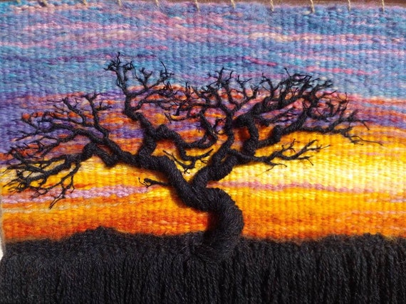 Woven Wall Hanging- SUNSET- Textile Wall Hanging-woven Tapestry