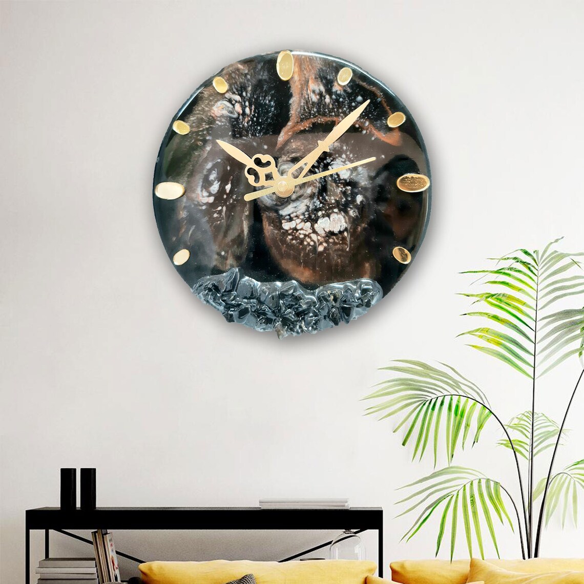 Most selling decorative black resin art wall clock resin Etsy