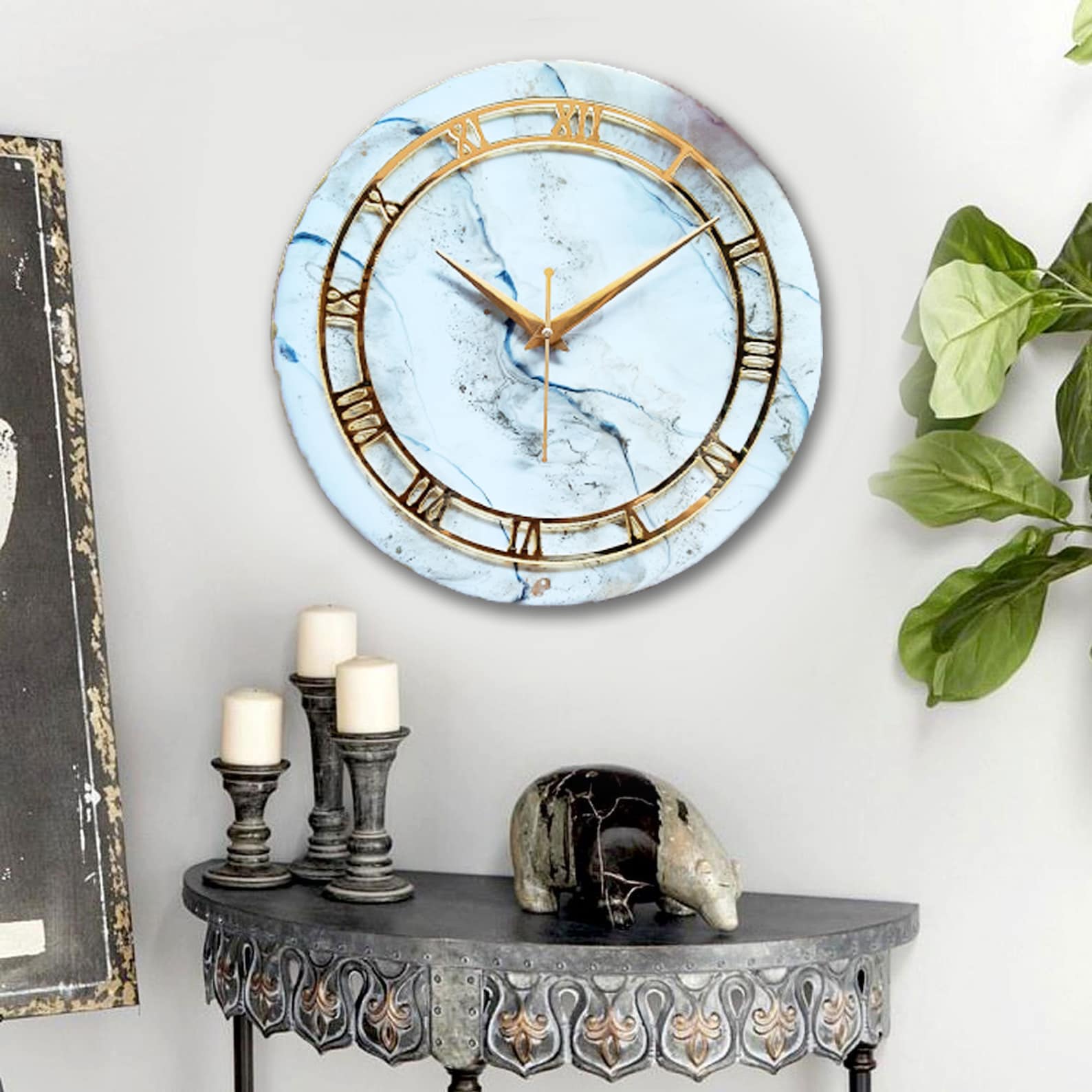 Marble theme resin wall clock marble texture wallart Etsy