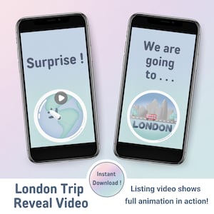 London Trip Reveal Video, UK City Break Family Vacation Announcement for 2025, Cute Animated Surprise Holiday Video Reveal for Children