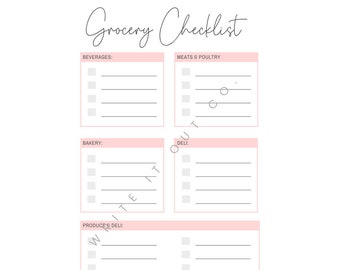 Printable Grocery Checklist | Printable Groceries List | Shopping List | Printable List | Store List | Checklist | Grocery Store List