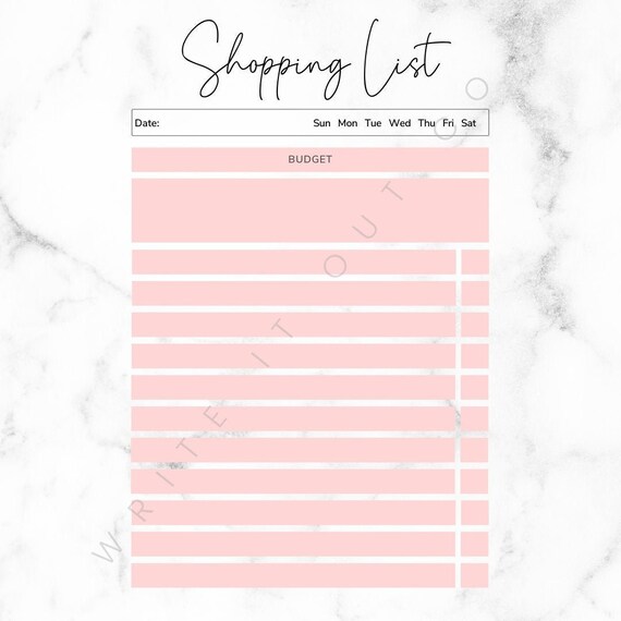 Printable Shopping List Printable Groceries List Shopping | Etsy