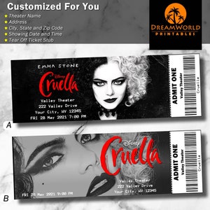 Druckbare Familienfilme Nacht Cruella Tickets