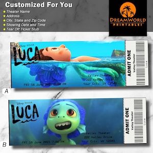 Printable Family Movie Night "Luca" Filmtickets