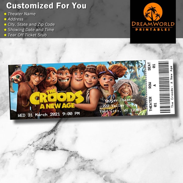 Printable Family Movie Night The Croods: A New Age Movie Tickets