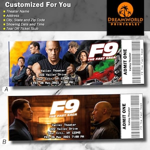 Printable Family Movie Night "F9 The Fast Saga" Filmtickets