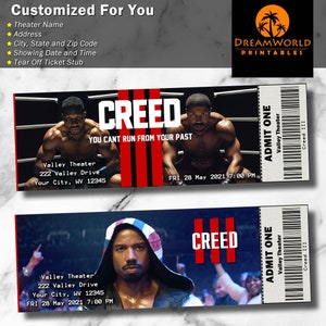 Printable Family Movie Night Creed 3 Tickets