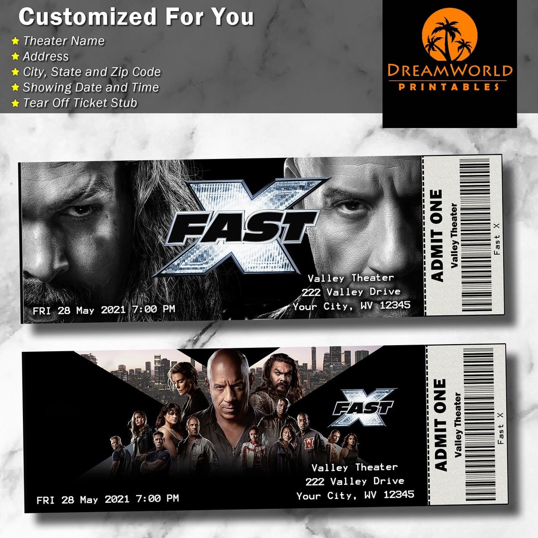 Fast X Collectible Printable Movie Tickets - Etsy