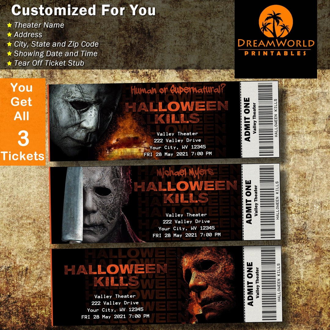 Printable Family Movie Night halloween Kills Tickets Michael Myers Etsy