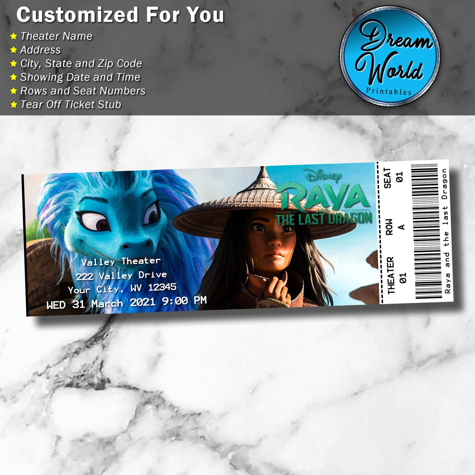 raya and the last dragon movie ticket raya and the last dragon movie ticket