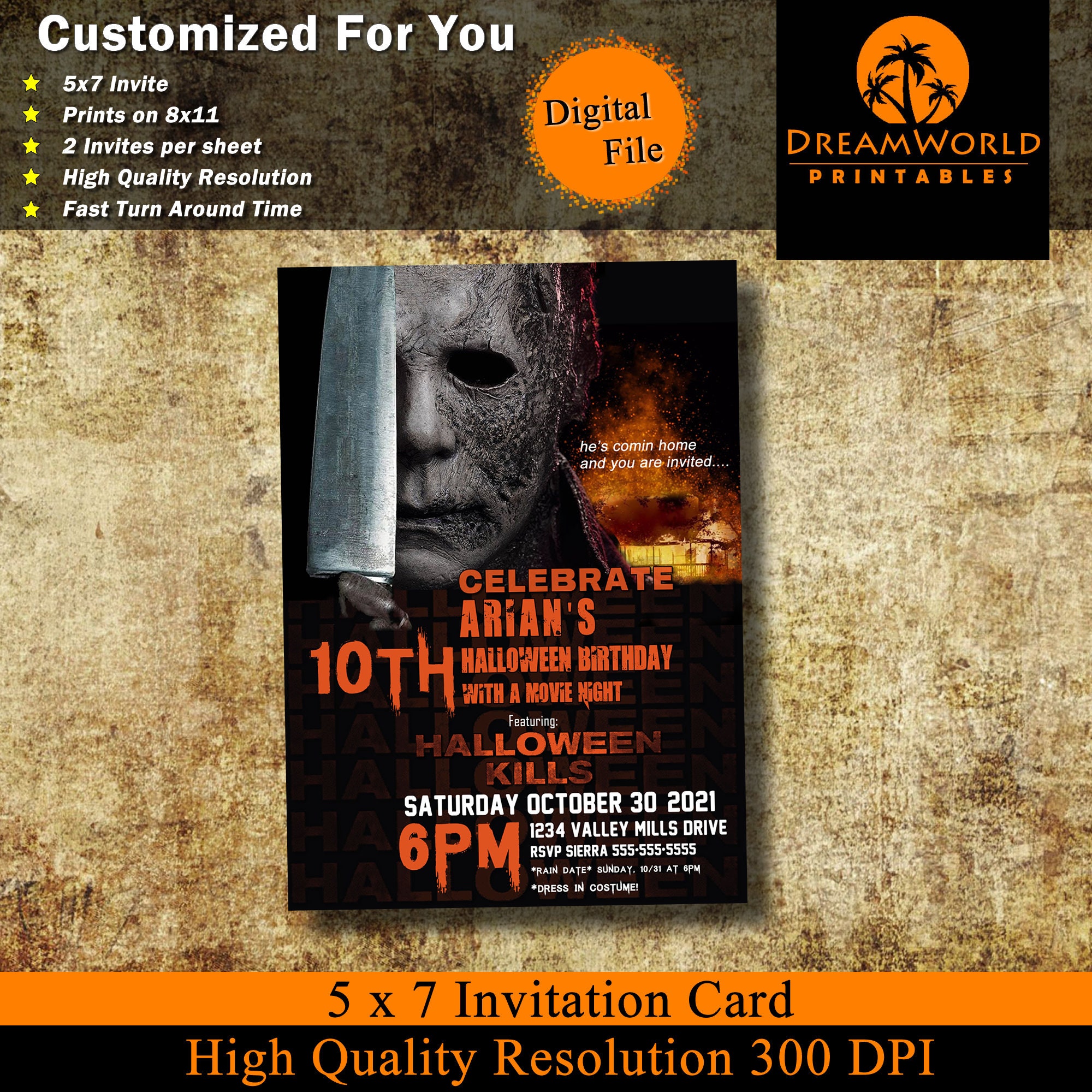 Printable Family Movie Night halloween Kills Tickets Invitation Bundle