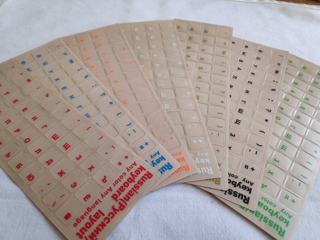 3M Transparent Keyboard Stickers RUSSIAN in 7 Colours See-through - Clear for Laptop and Desktop ...