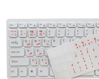 Transparent Keyboard Stickers ARABIC in 8 Colours See-Through Clear for laptop, Desktop, Macbook keyboards