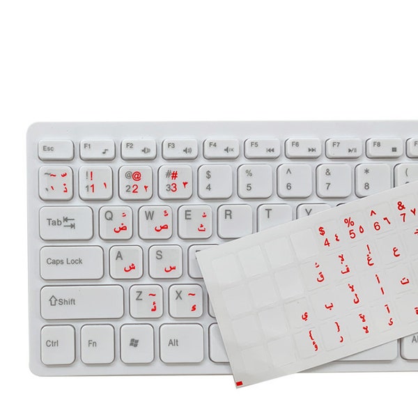 Stickers clavier transparents arabes en 8 couleurs transparents pour claviers d'ordinateur portable, de bureau et de Macbook
