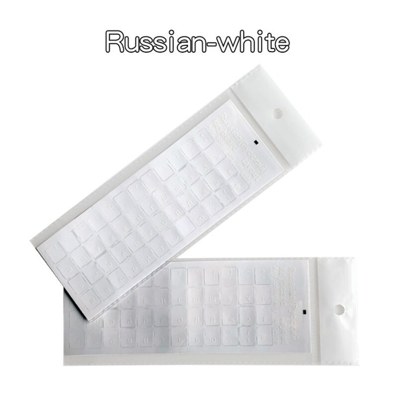 Transparent Keyboard Stickers RUSSIAN in 8 Colours Seethrough Clear for Laptop and Desktop