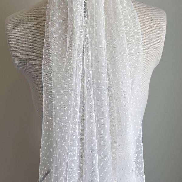 Flocked Spot Tulle Veil | dot veil | textured veil | veil | bridal veil | wedding veil | Off white wedding veil